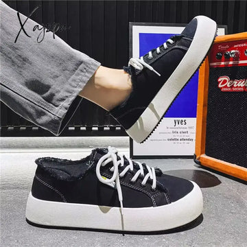 Men's Canvas Shoes Men Chunky Sneakers Classic Skateboard Shoes Male Low Top Vulcanized Shoes Mens Outdoor Walking Footwear